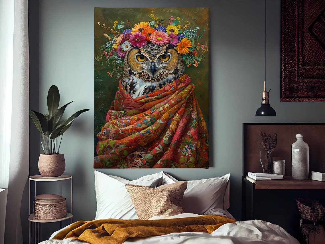 Matisse-Inspired Floral Owl, Vintage Animal Poster - Image 2