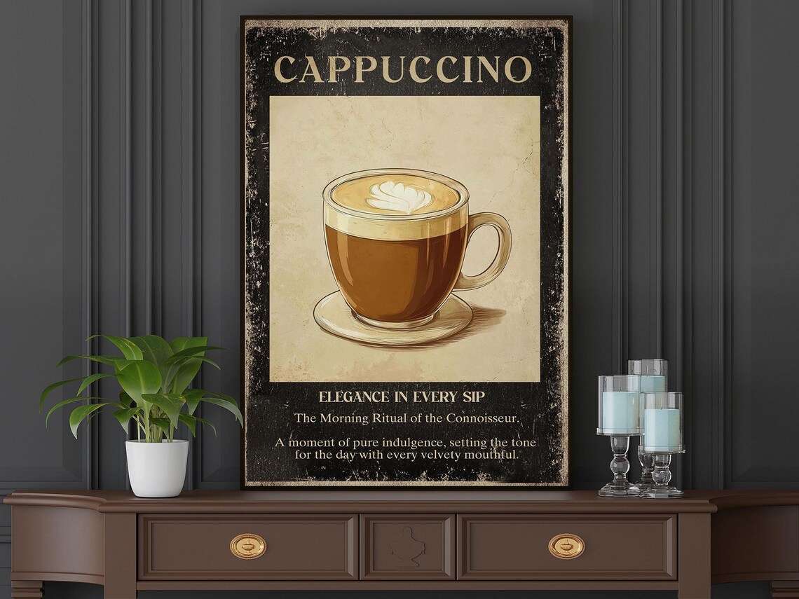 Vintage Cappuccino Art Print, Coffee Decor - Image 4