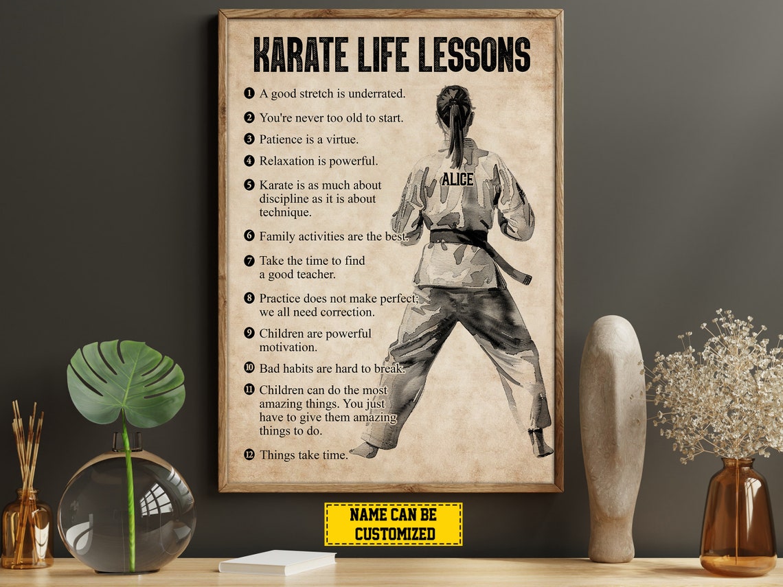Karate Life Lessons Personalized Vintage Female Fighter Poster - Image 5