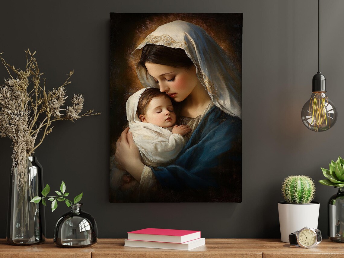 Mother Madonna and Jesus Catholic Wall Art Print - Image 3
