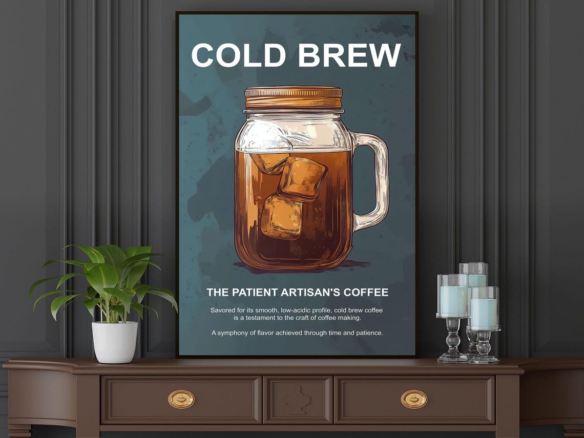 Vintage Cold Brew Coffee Print Coffee Poster Print Drinks Wall Art Decor - Image 4