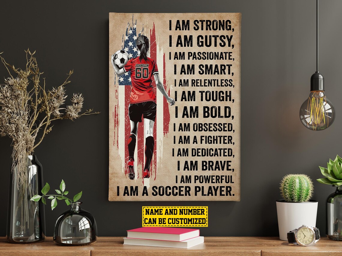 I Am a Soccer Player Affirmations Quote Personalized Girls Poster - Image 4