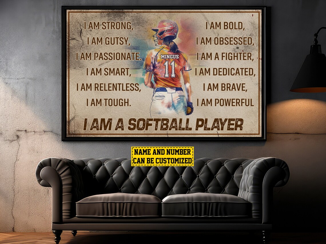 Vintage Baseball Personalized Art Print for Girls & Women - Image 4