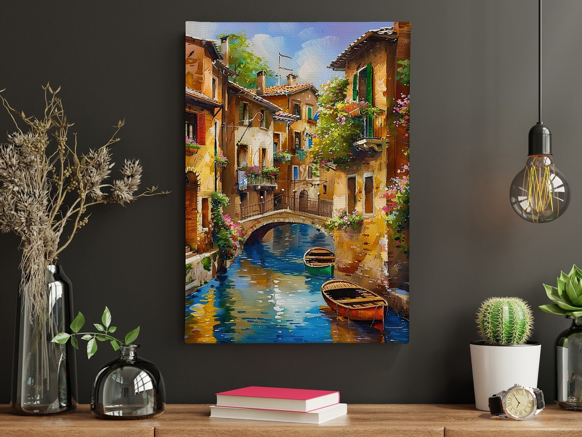 Vintage Venice River Art Print, Dreamy Landscape - Image 3