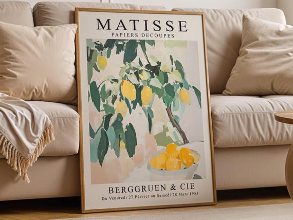 Henri Matisse Lemons Print Botanical Kitchen Wall Art Pastel Colors