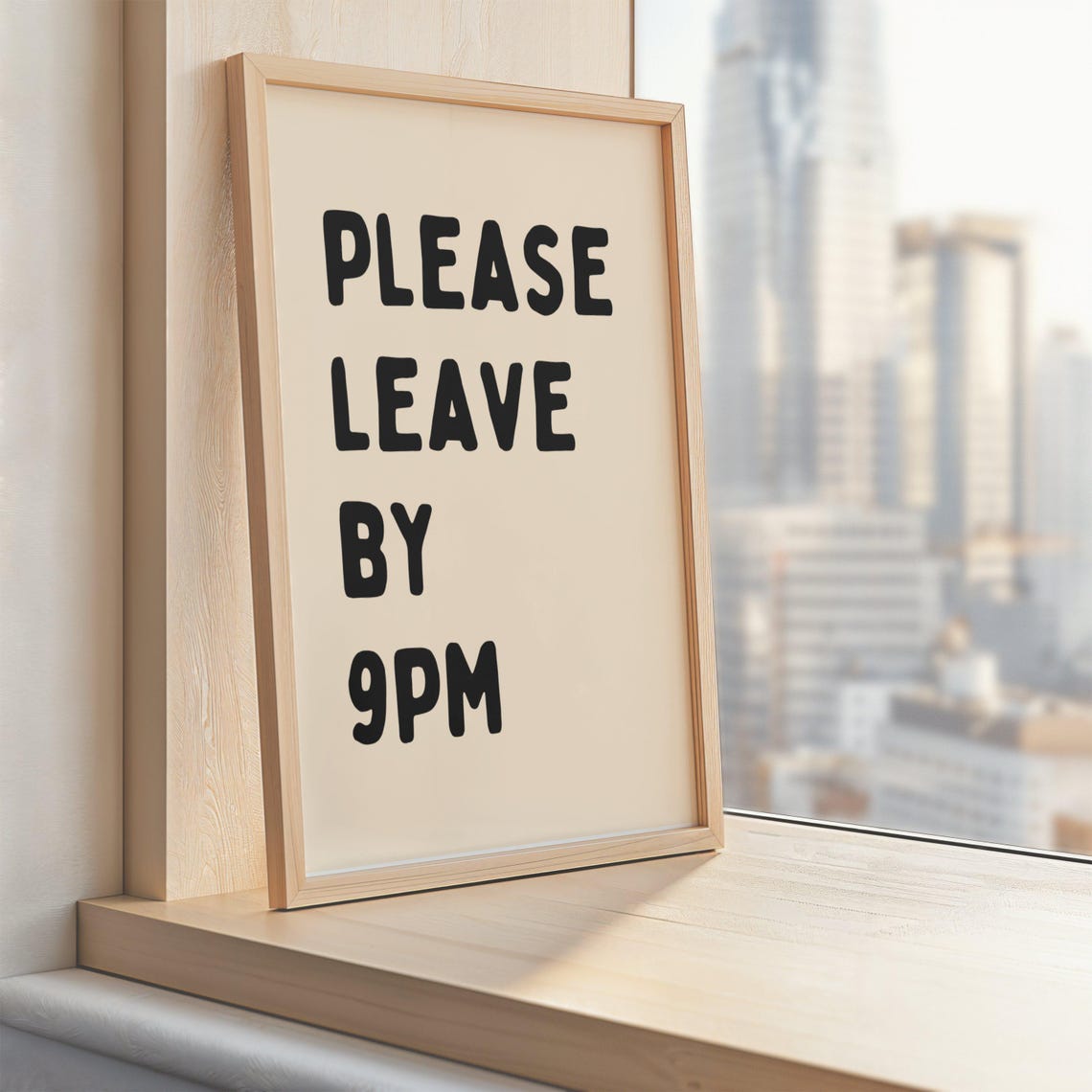 Please Leave By 9PM Introvert Humor Quote Poster For Social Introverts