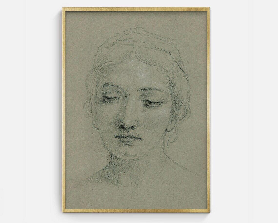 Vintage Portrait Sketch, Portrait Art Print