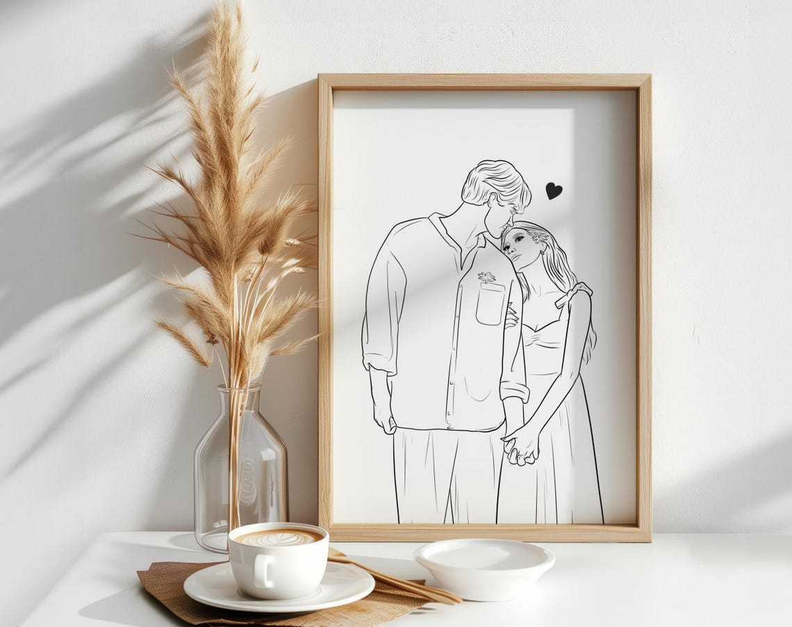 Personalized Gift For Family Custom Family Line Art Portrait Custom Line Drawing From Photo Gift For Him