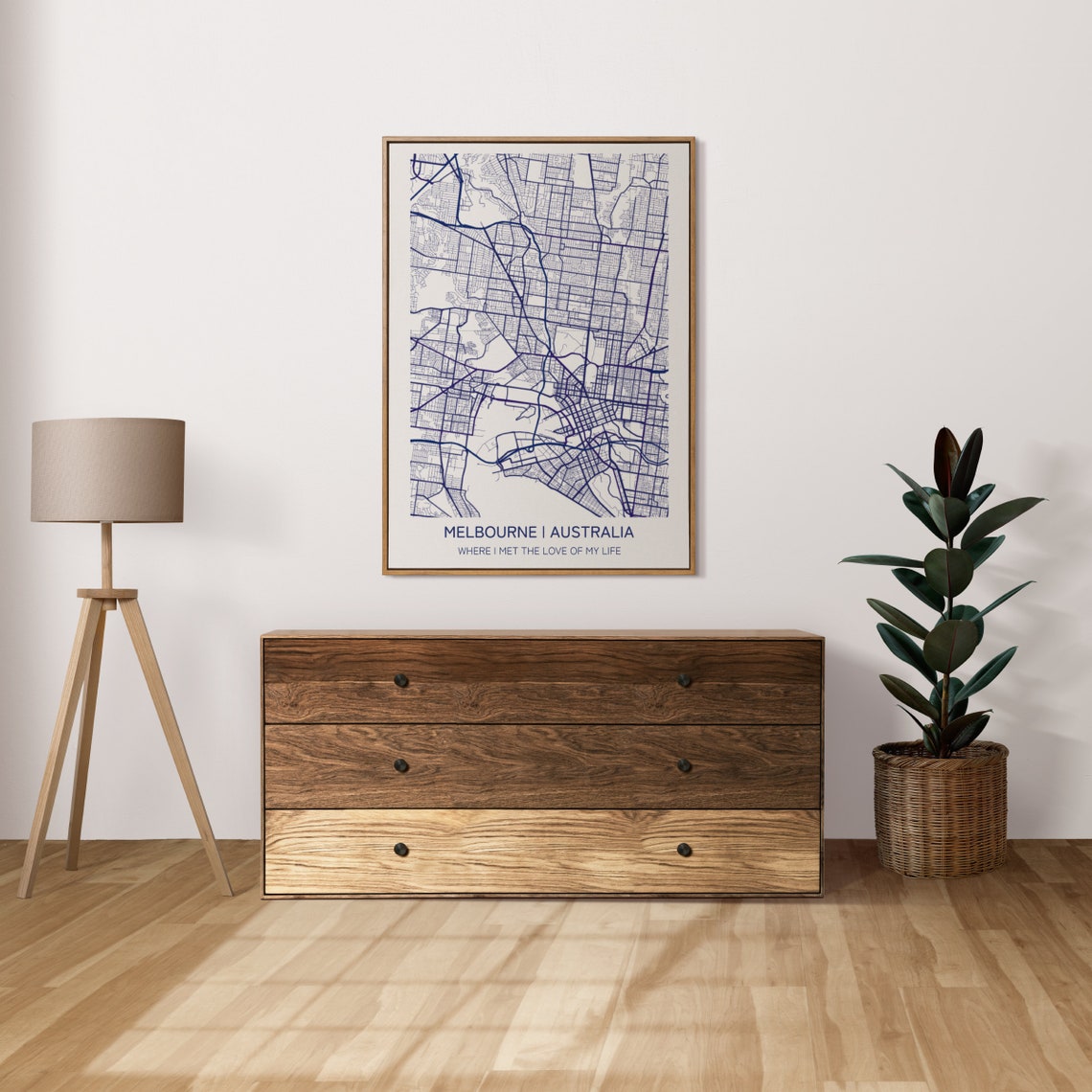 Custom City Street Map Any Place Navy Line Personalized Poster - Image 2