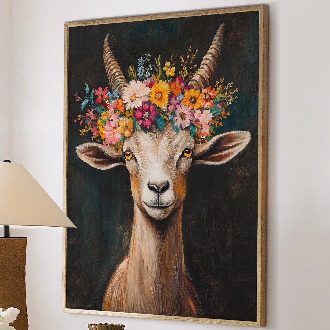 Goat Maximalist Eclectic Animal Portrait Print