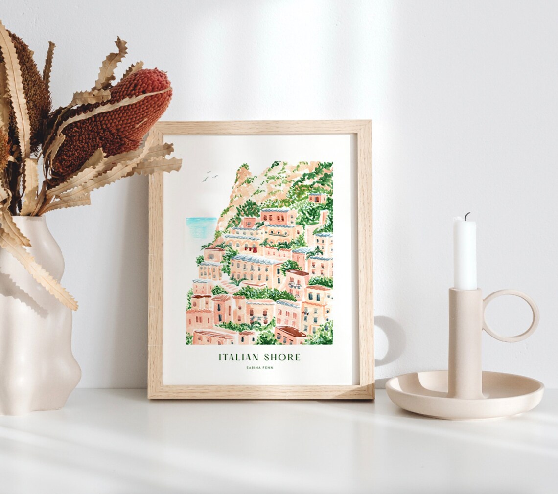 Amalfi Coast Watercolor Travel Poster, Italian Shore - Image 2