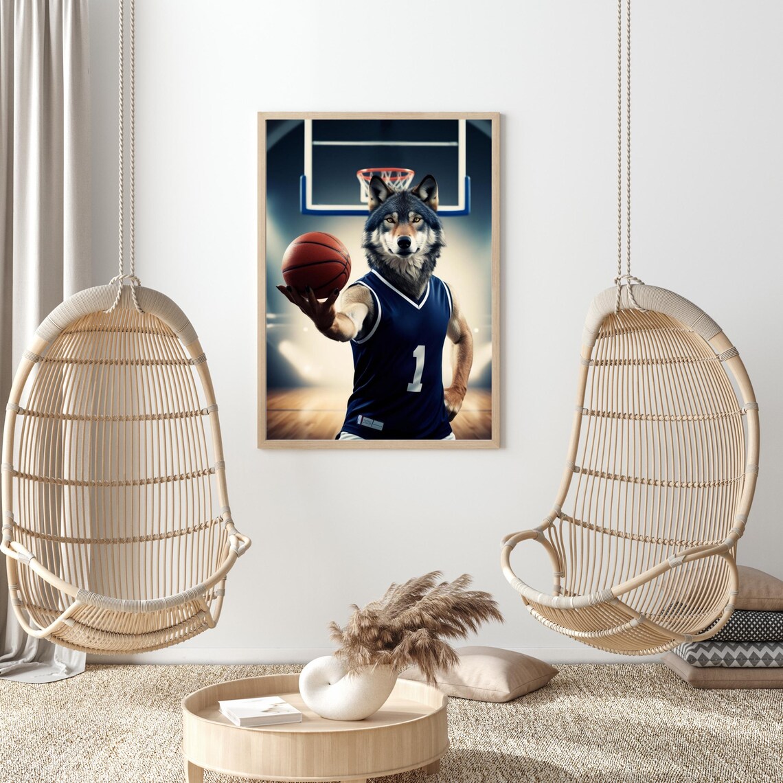 Basketball Playoff Wolf - Sports Season Art Print - Image 3