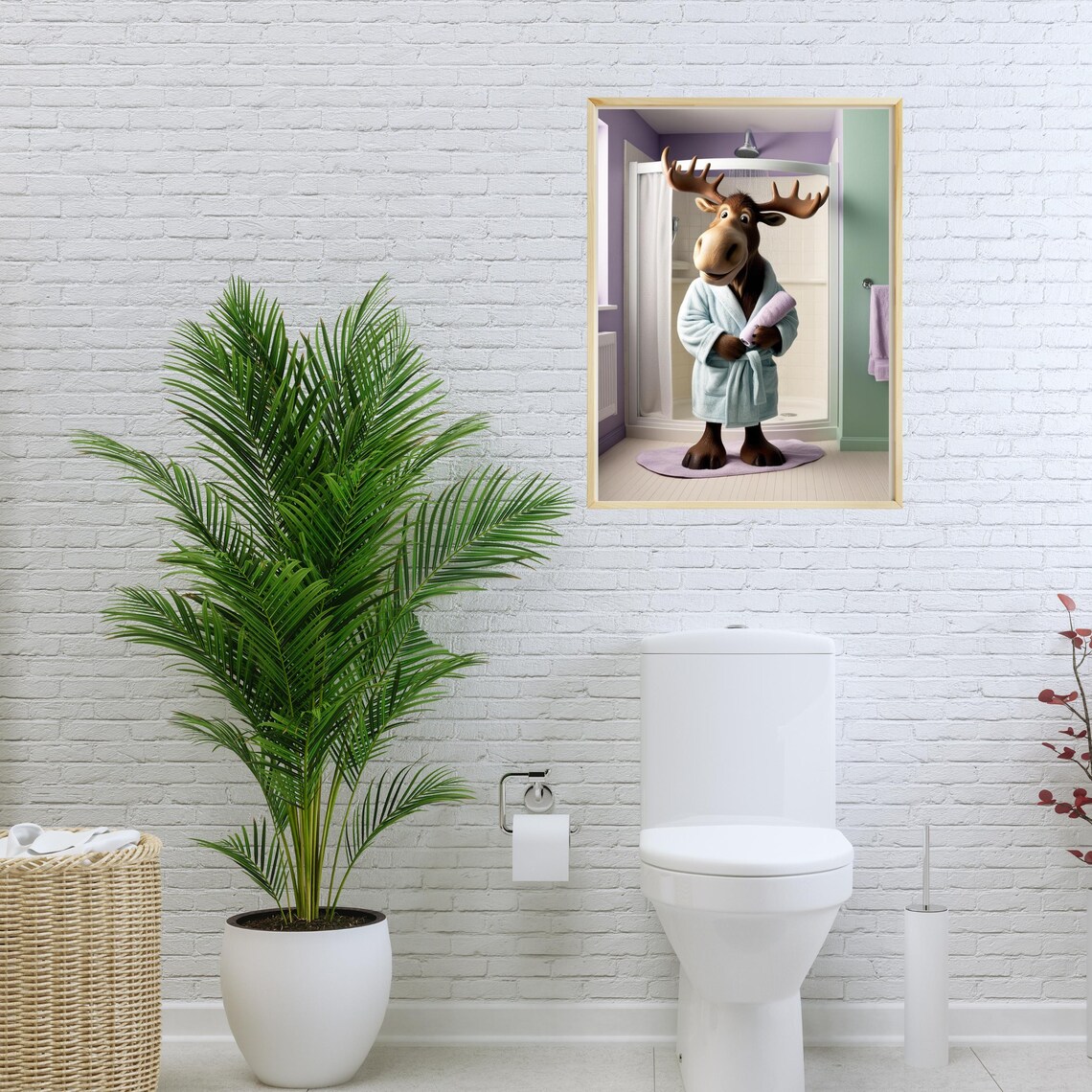 Relaxing Moose, Cute Bathroom Decor Gift - Image 3