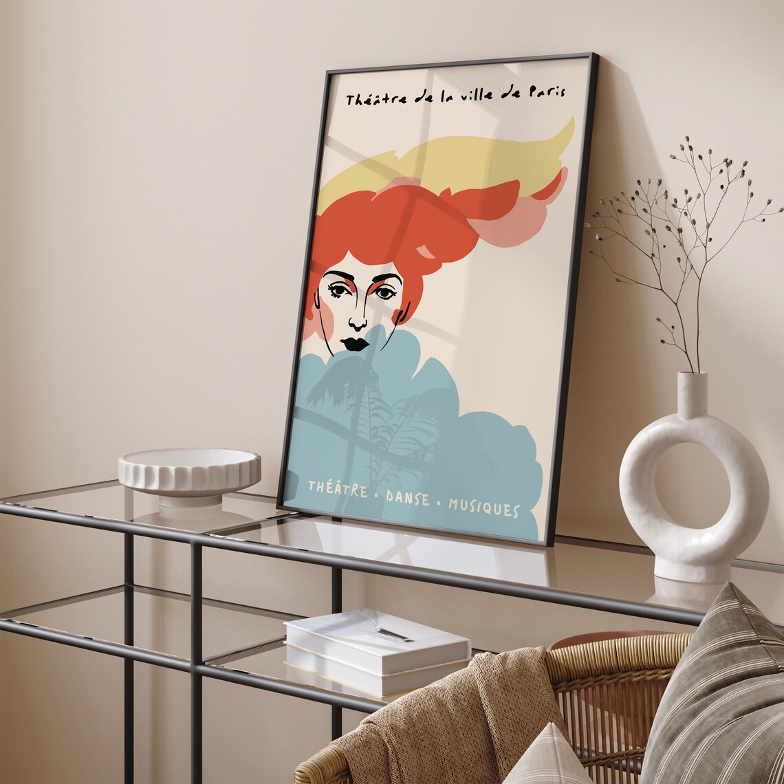 Theatre De Paris Colorful Redhead Woman Retro Theater Art Poster - Image 4