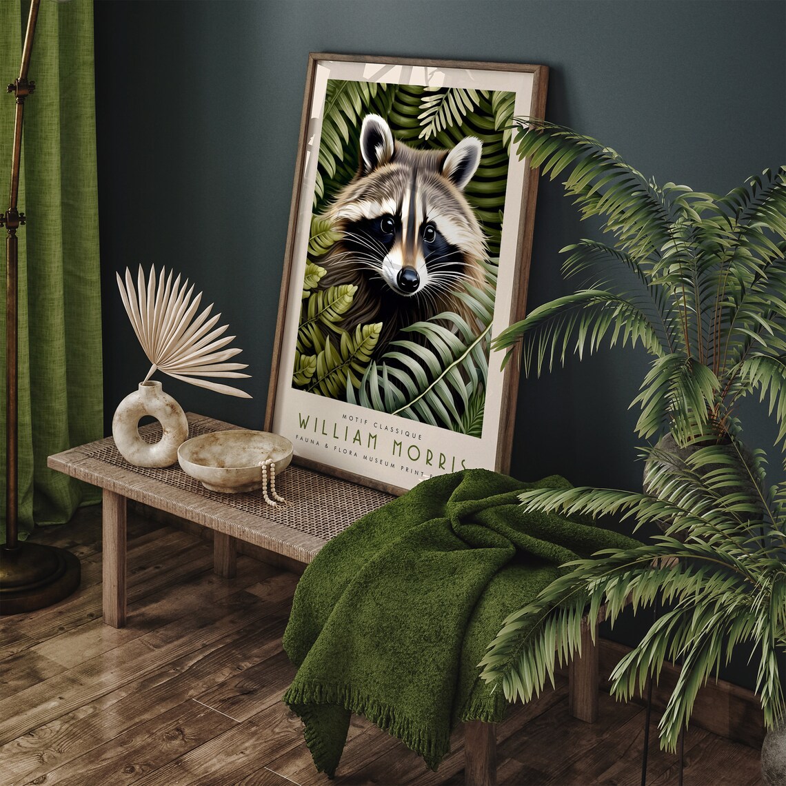 William Morris Motif Classique Raccoon Ferns Wildlife Art Poster - Image 3