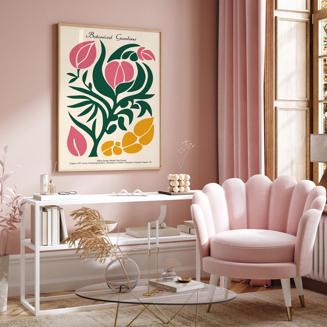 Botanical Gardens Kennett Square Pink Tulip Flower Art Poster - Image 4