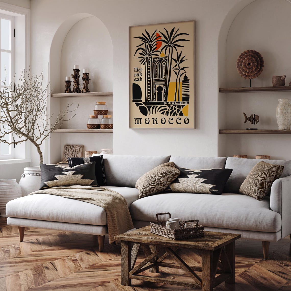 Marrakesh Morocco Moorish Architecture Palm Tree Travel Poster - Image 4