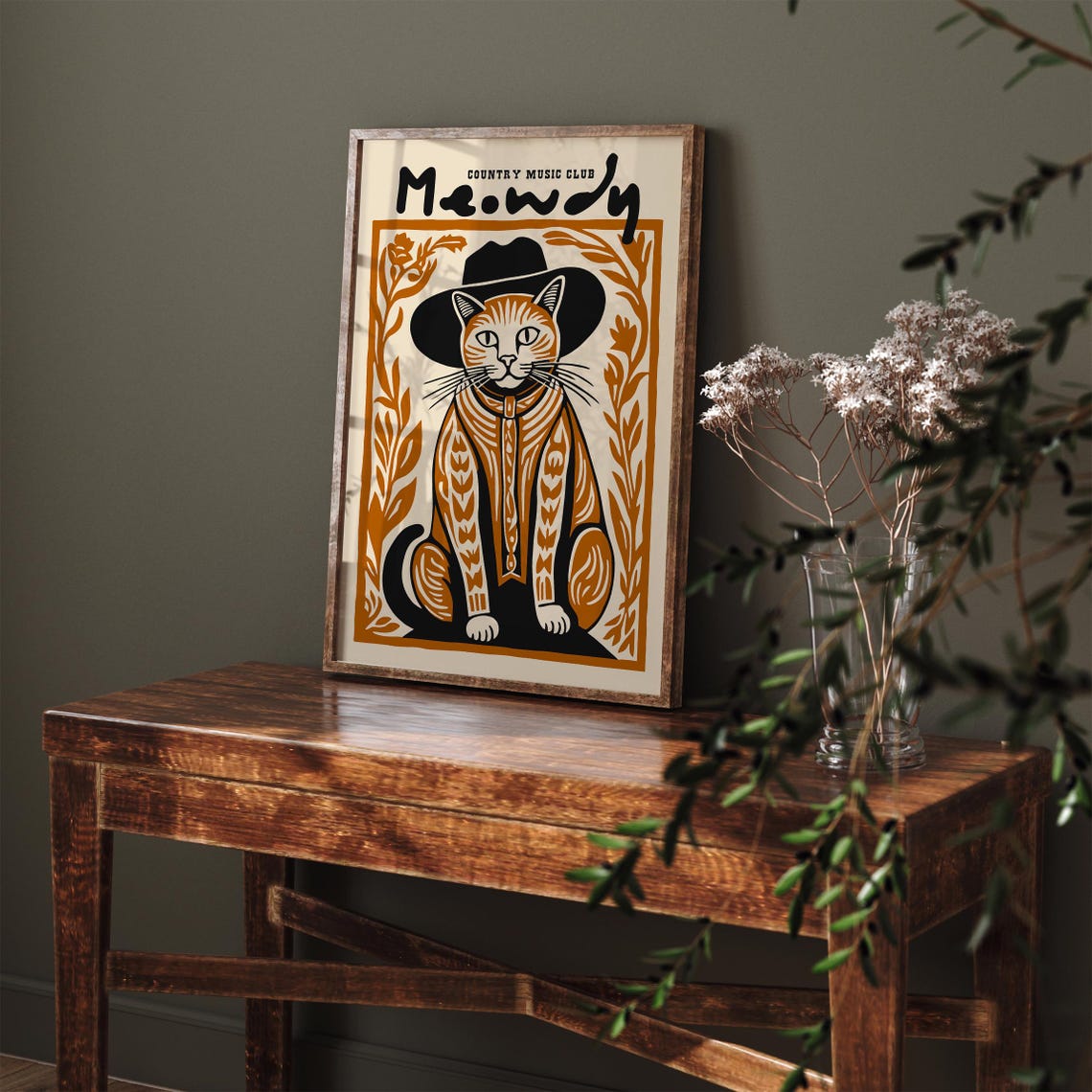 Country Cat Cowboy Poster Meowdy Country Music Club Art Print Rustic Western Decor Cat Lovers Gift Country Music Fan Gift Airbnb Decor - Image 6