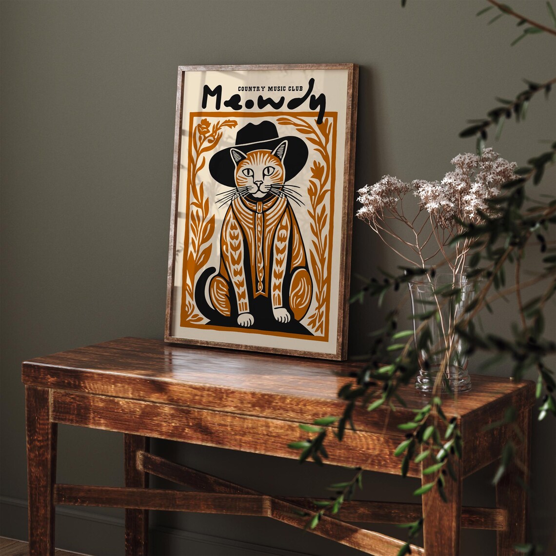 Meowdy Country Music Club Orange Cat in Cowboy Hat Funny Poster - Image 6