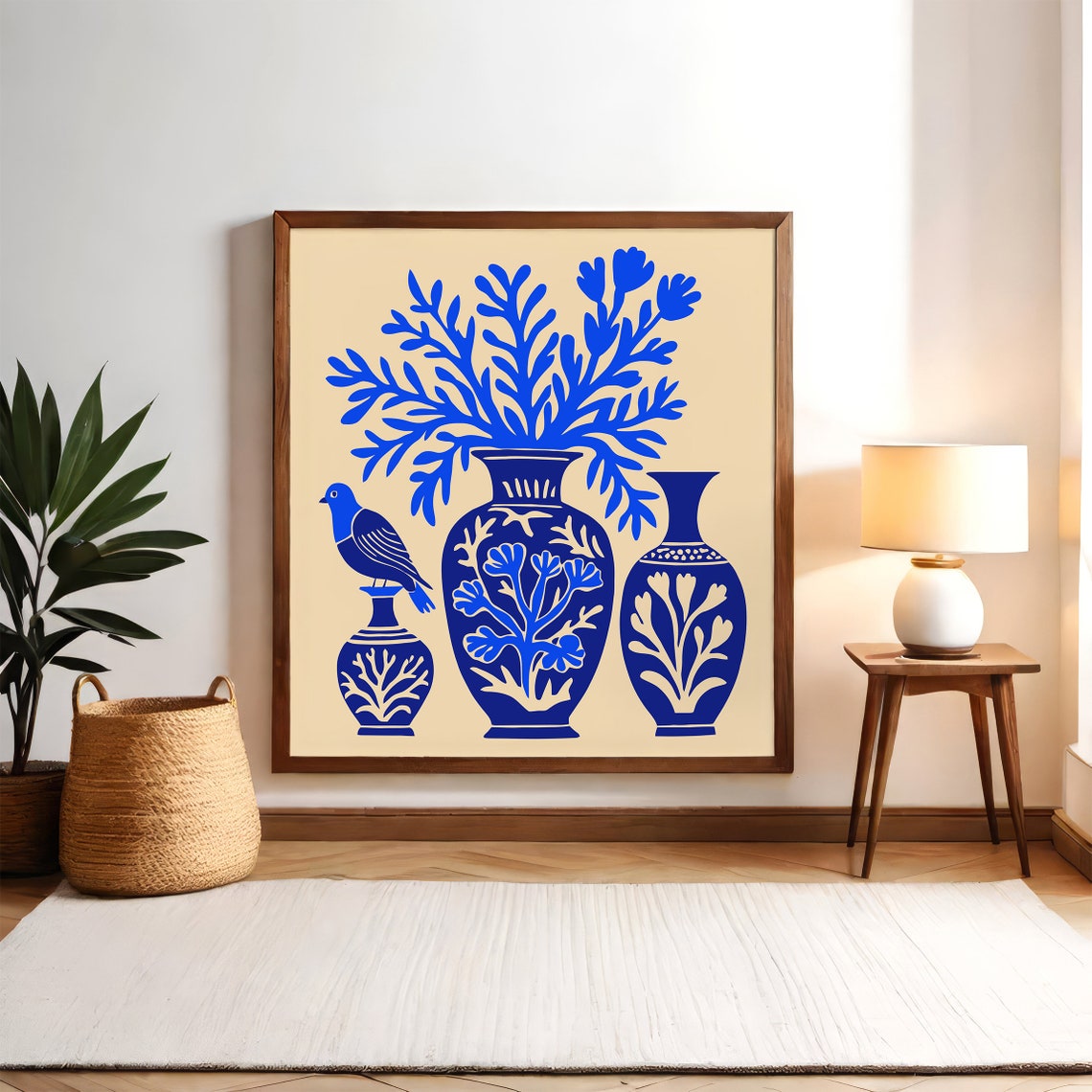 Blue Porcelain Vase Still Life With Bird Floral Botanical Poster - Image 6