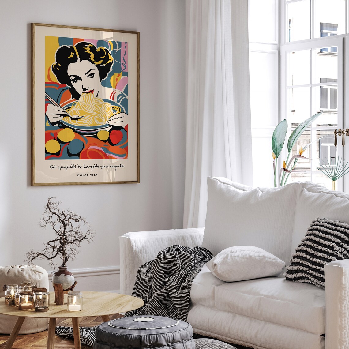 Eat Spaghetti To Forgetti Your Regretti Pop Art Kitchen Poster - Image 4