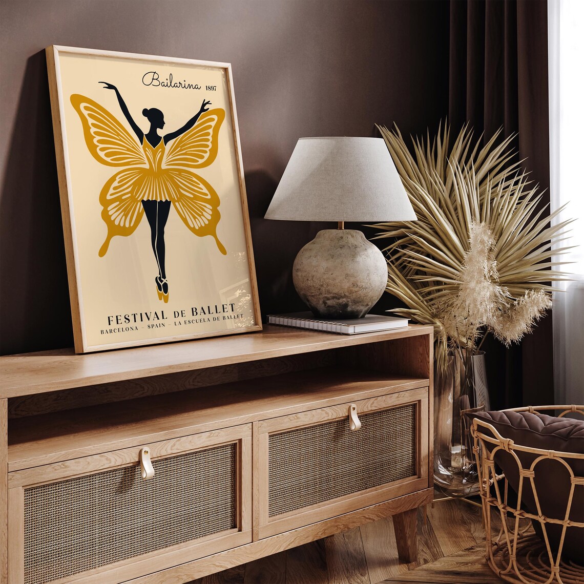 Festival de Ballet Barcelona 1897 Golden Butterfly Wings Poster - Image 3