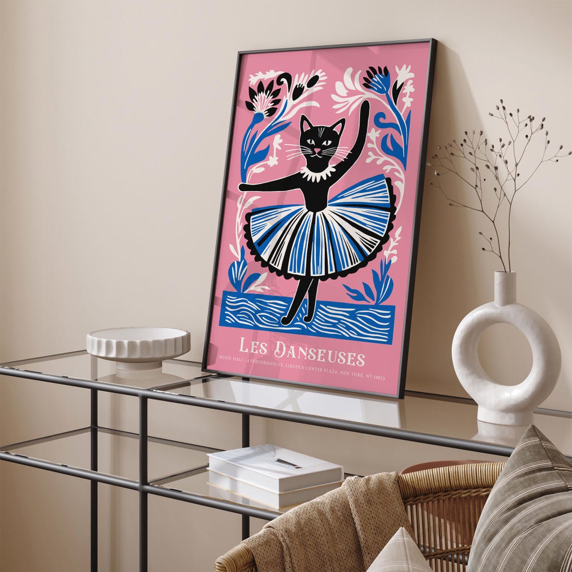 Les Danseuses Ballet Cat Poster Girly Style Floral Cat Illustration New York City Music Art Print Kitty Ballerina Art Print 24x36 12x18 - Image 6