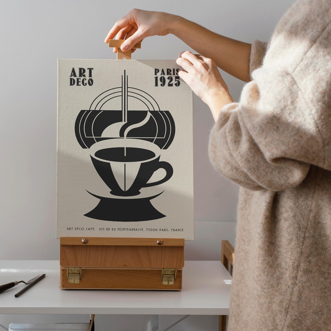 Art Deco Paris 1925 Coffee Cup Vintage French Cafe Bar Wall Art - Image 2
