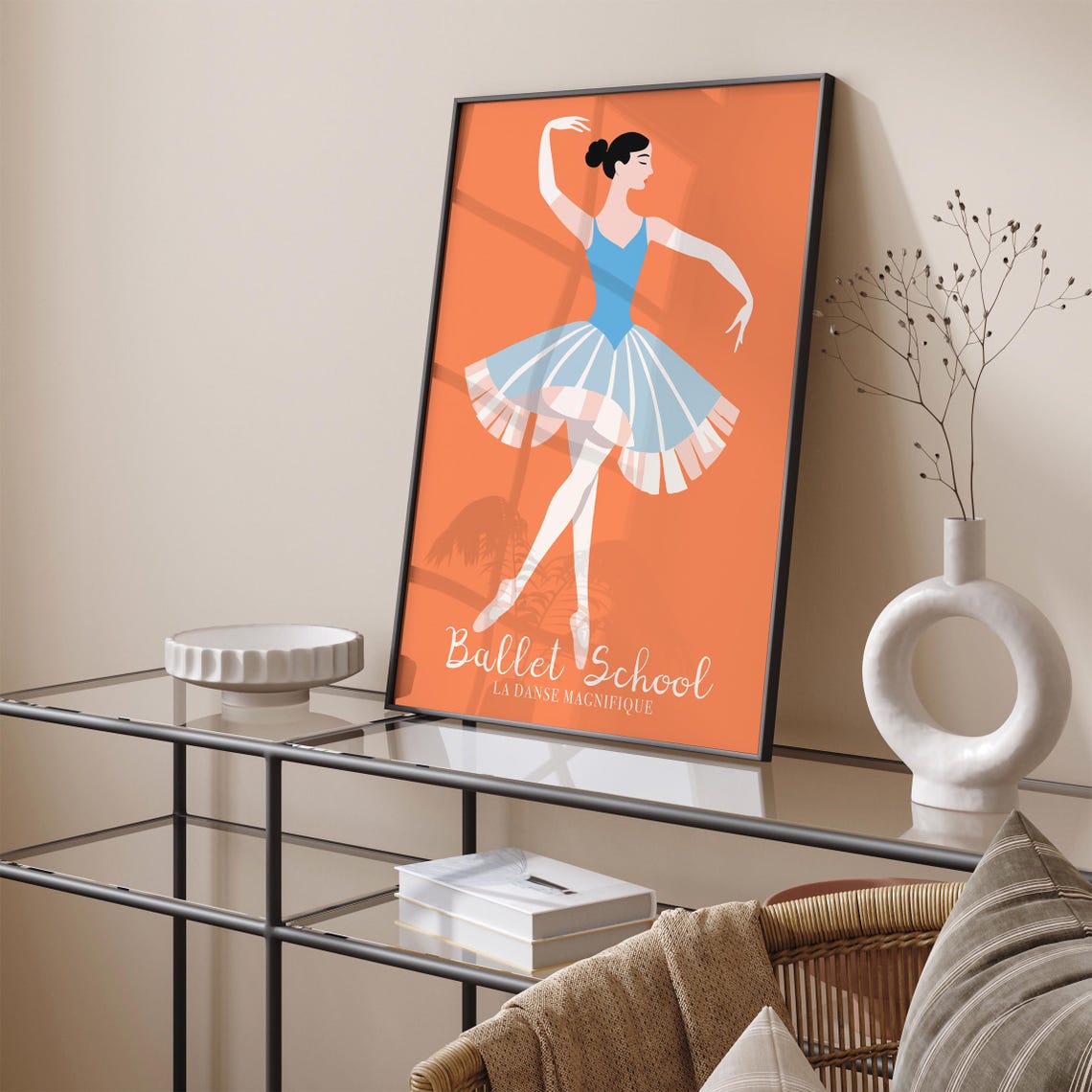 Peach Color Ballet Poster Girly Ballet Print Dancer In Blue Dress Floral Art Music Wall Art Nursery Room Ballerina Print 24x36 Poster - Image 5