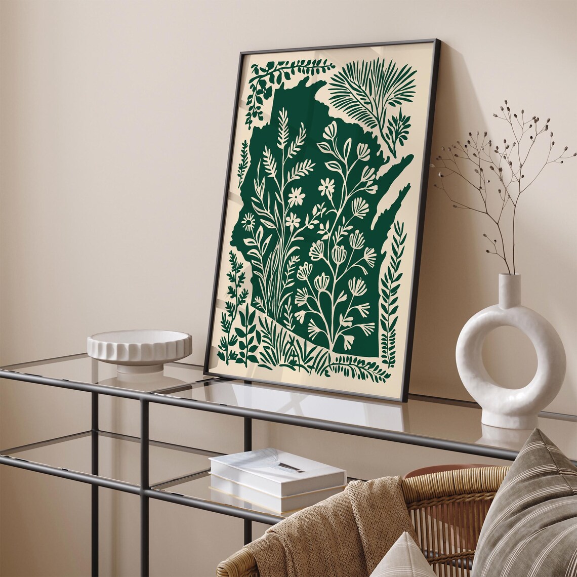 Wisconsin State Map Botanical Wildflowers Green Nature Art Print - Image 6