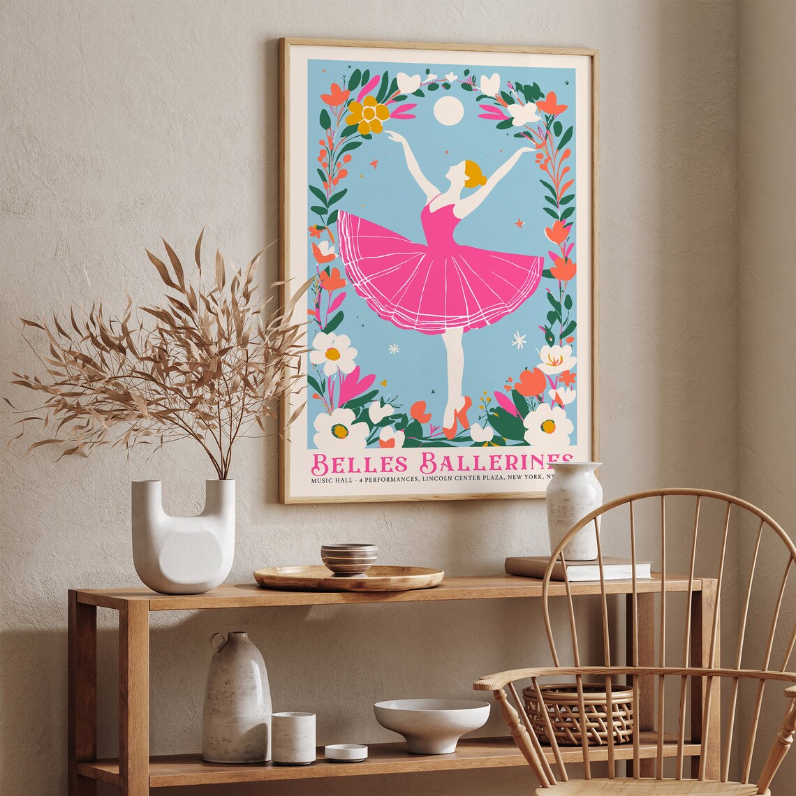 Belles Ballerines Lincoln Center Pink Tutu Floral Dancer Poster - Image 3
