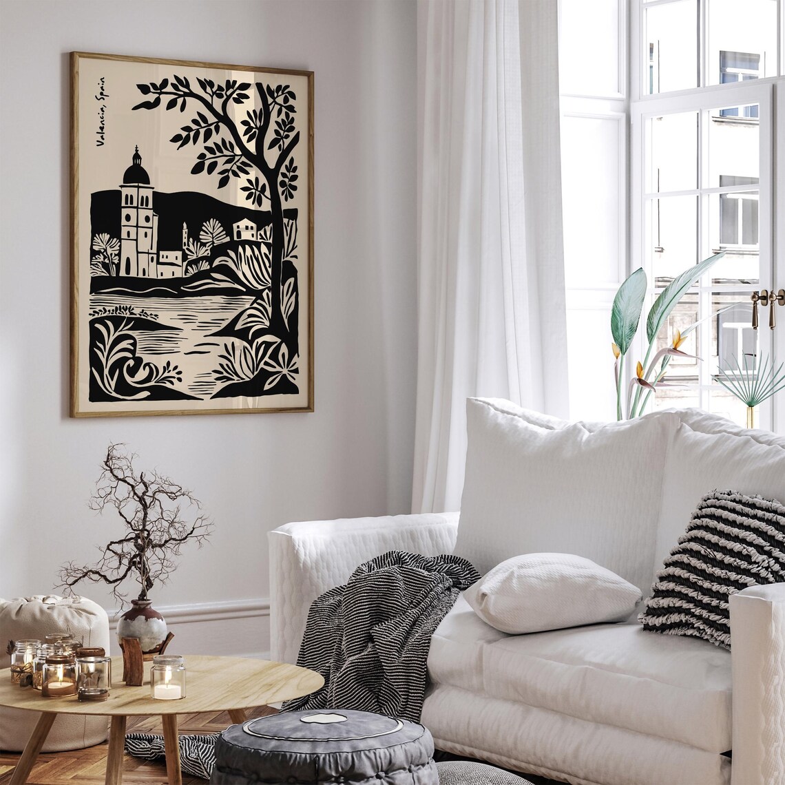 Valencia Spain Matisse Inspired Black and Cream Travel Poster - Image 5
