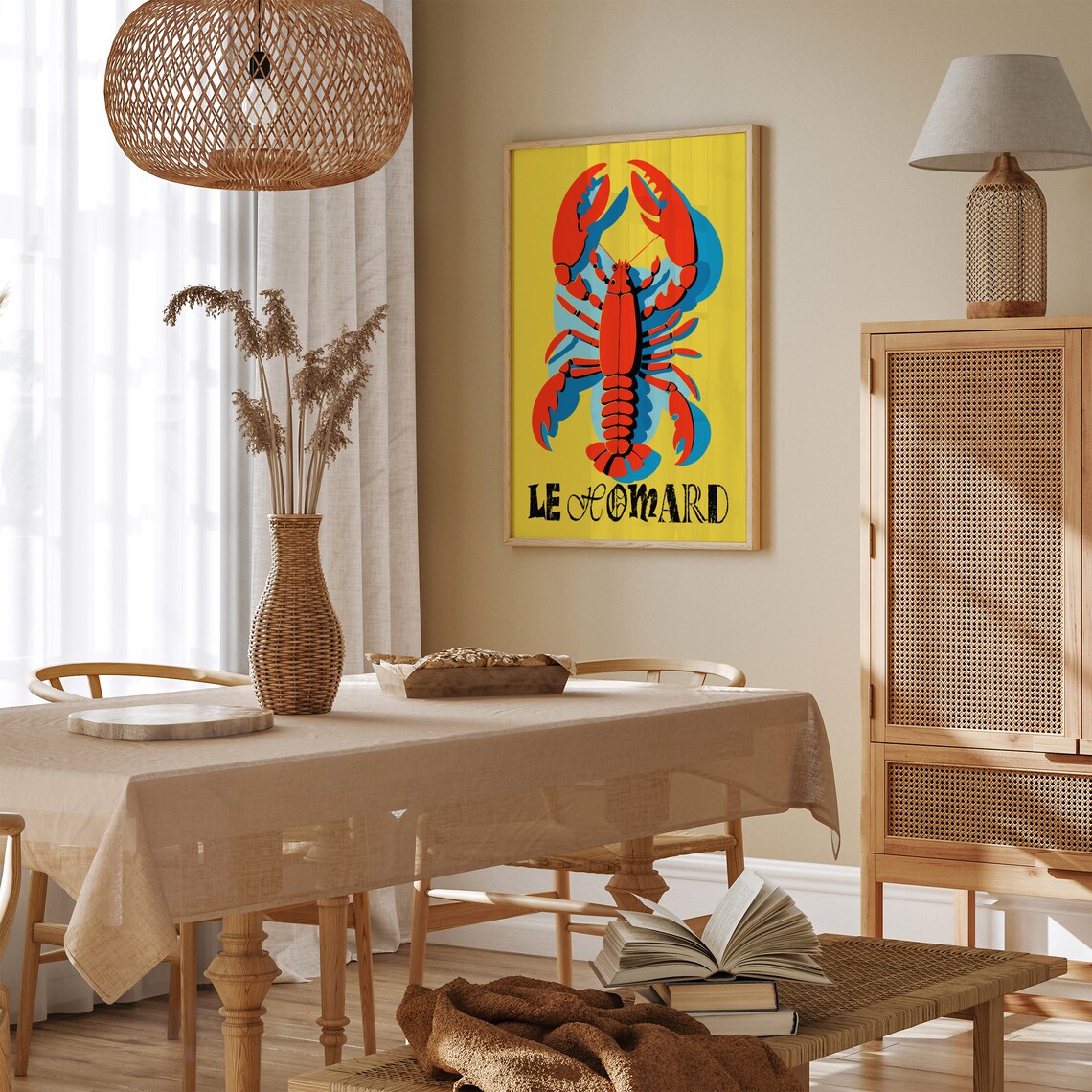 Le Homard Retro Lobster Pop Art Poster with Bold Red and Yellow - Image 6