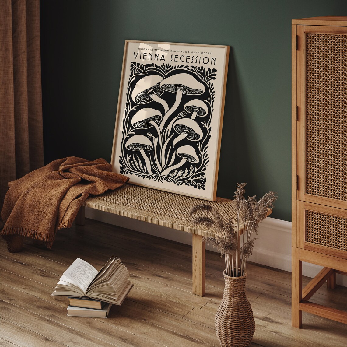 Vienna Secession Mushroom Art Nouveau Black Beige Decor Poster - Image 2
