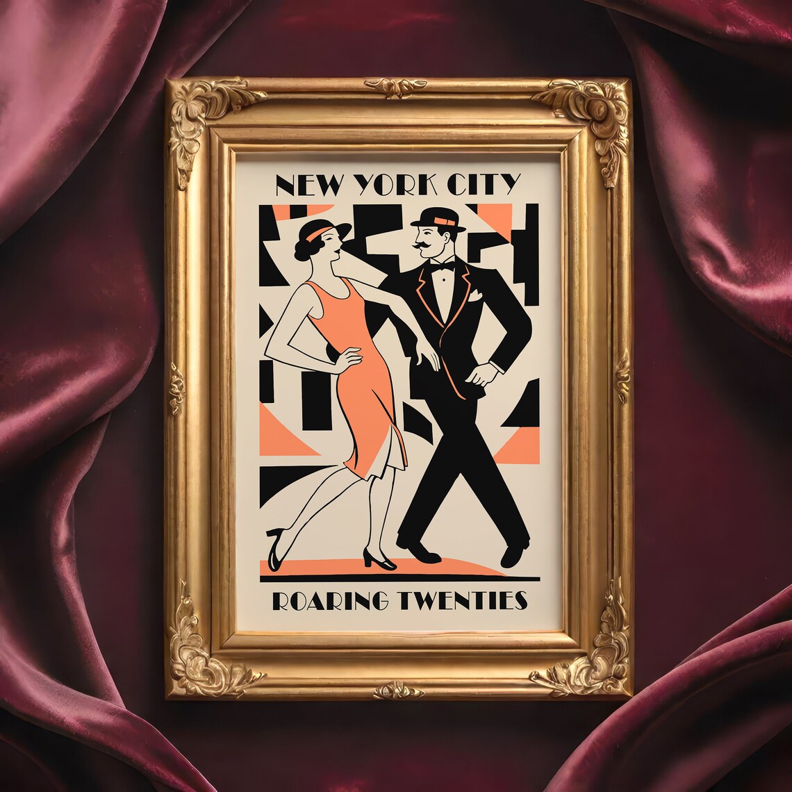New York City Roaring Twenties Art Deco Dance Couple Vintage Poster