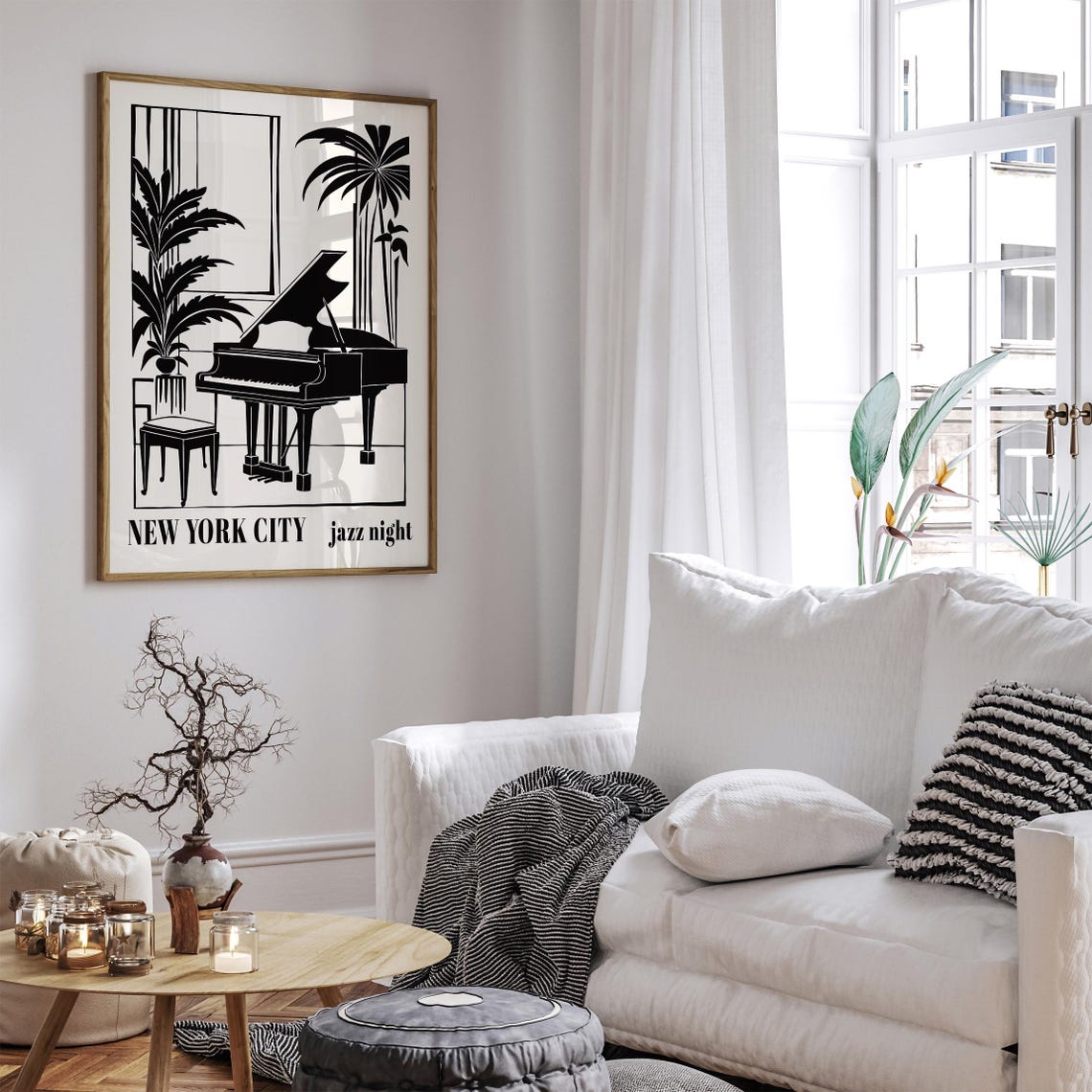 Jazz Music Festival Poster Black And White Wall Art Piano Illustration Music Wall Art Music Poster Airbnb Wall Decor Trendy Art Print - Image 6
