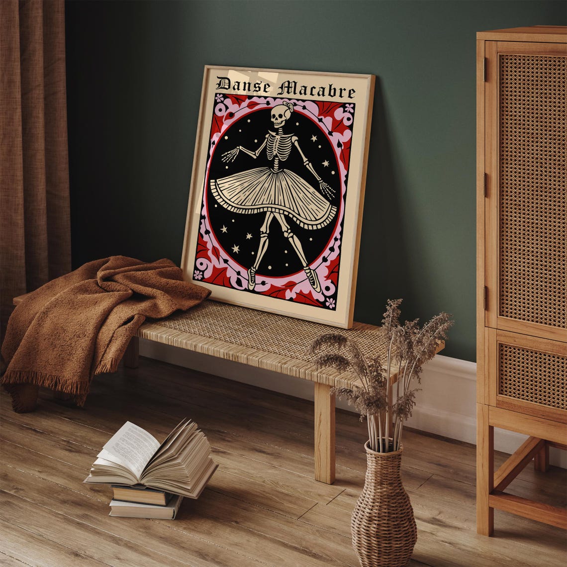 Gothic Danse Macabre Red Skeleton Ballerina Halloween Poster - Image 6