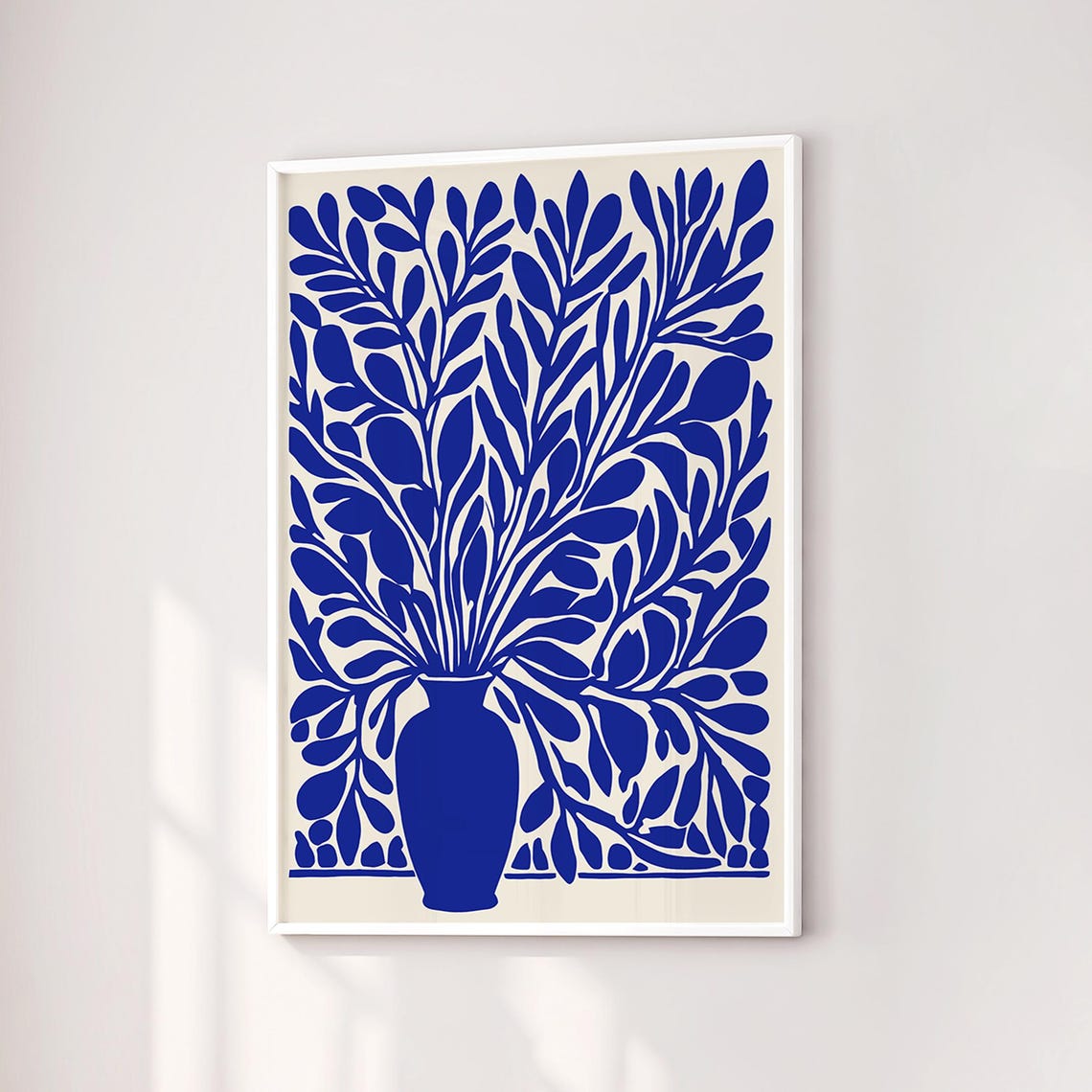 Bold Blue Floral Vase Cutout Matisse Style Botanical Wall Poster