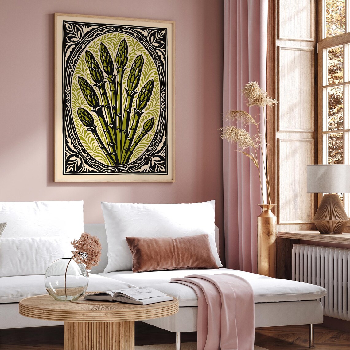 Vintage Asparagus Art Nouveau Botanical Farmhouse Kitchen Wall Art - Image 3