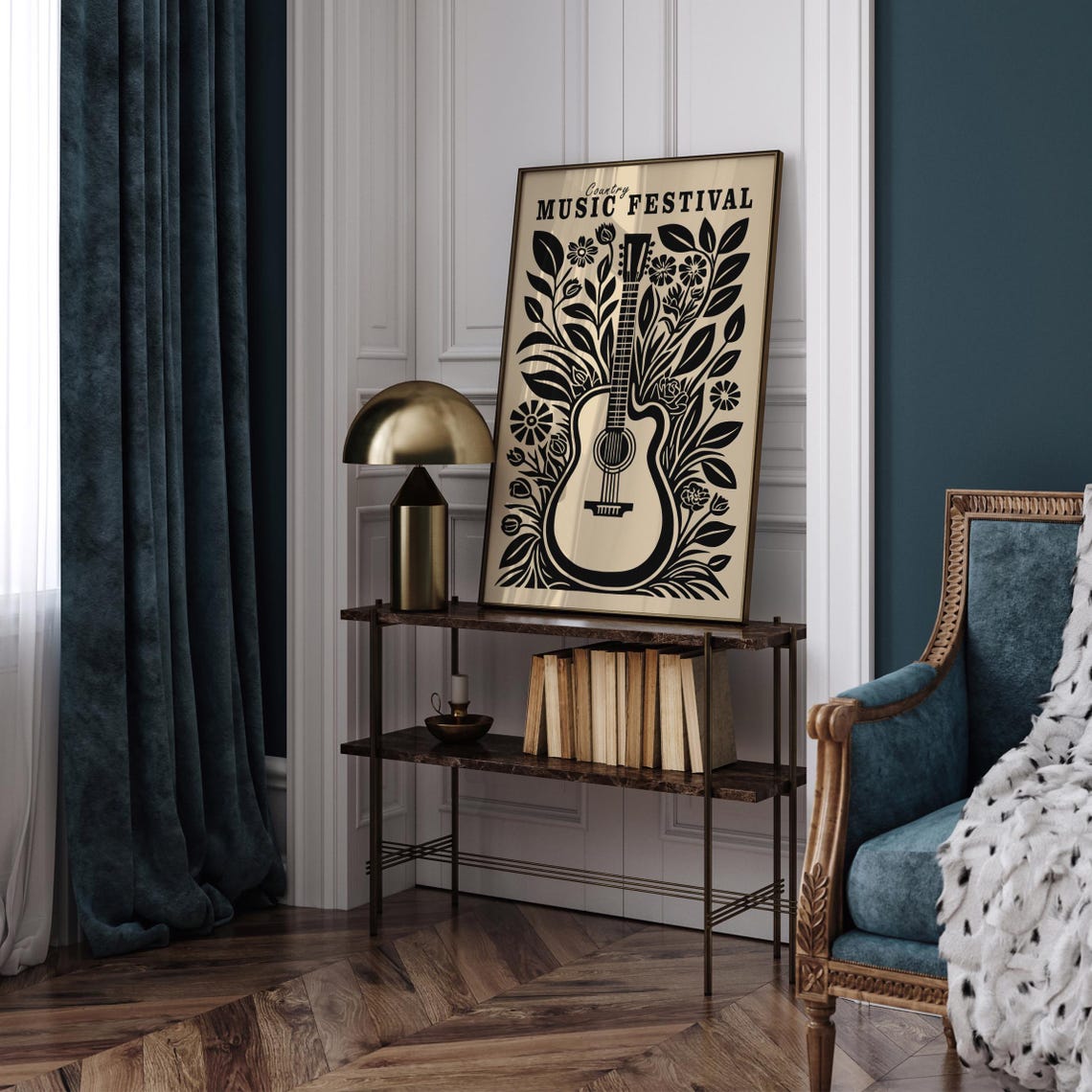 Country Music Poster Vintage Music Poster Western Wall Art Nashville Floral Poster Farmhouse Decor Country Music Fan Cowboy Wall Art - Image 3