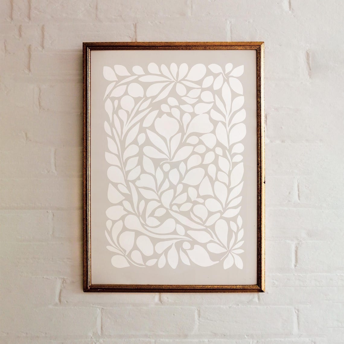 Minimalist White Botanical Poster with Leafy Paper Cut Design - Image 6