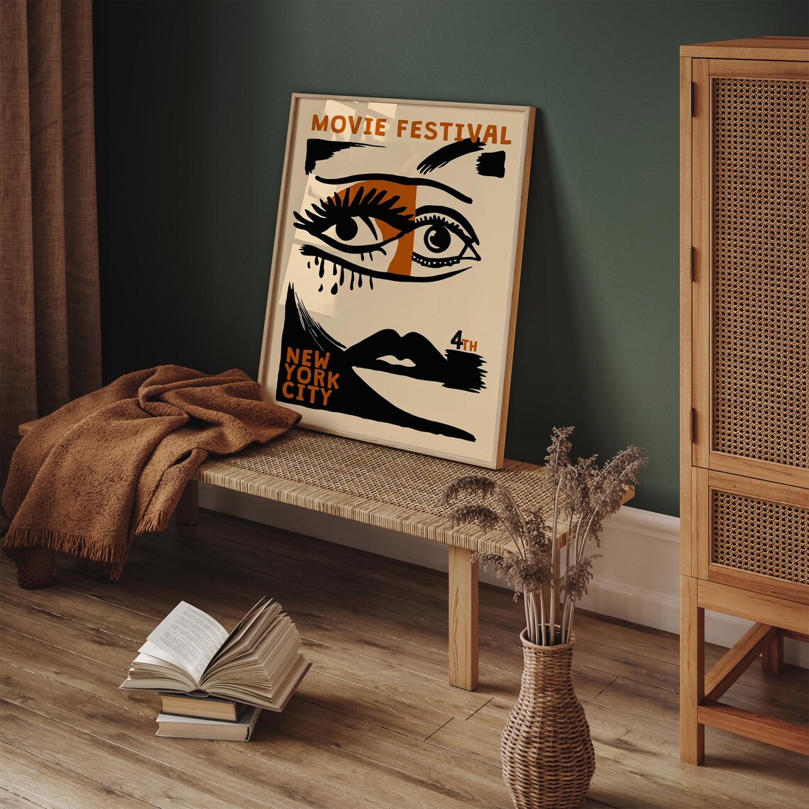 4th New York City Movie Festival Abstract Eyes Lips Pop Art Poster - Image 3