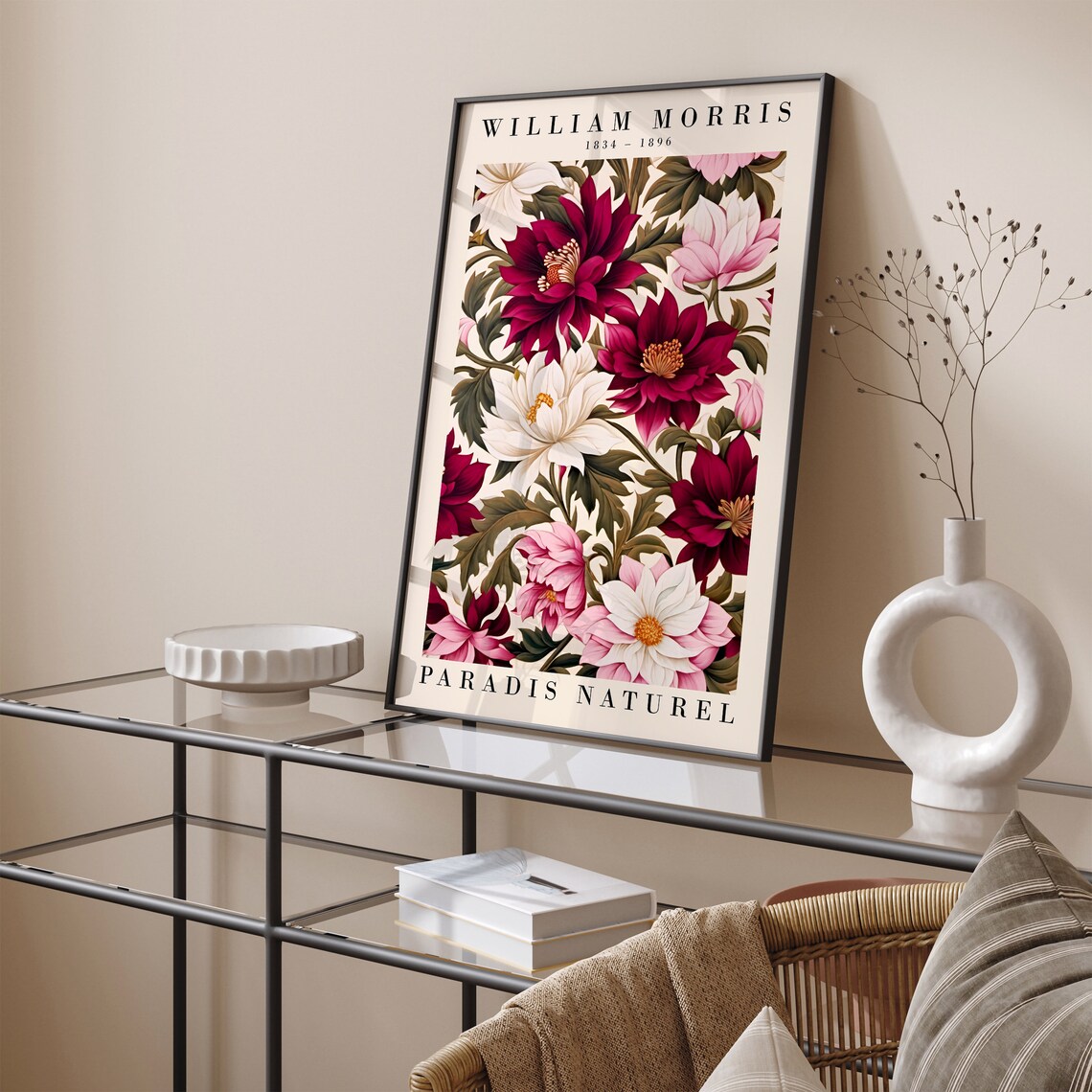 William Morris Paradis Naturel Pink Floral Pattern Botanical Poster - Image 5