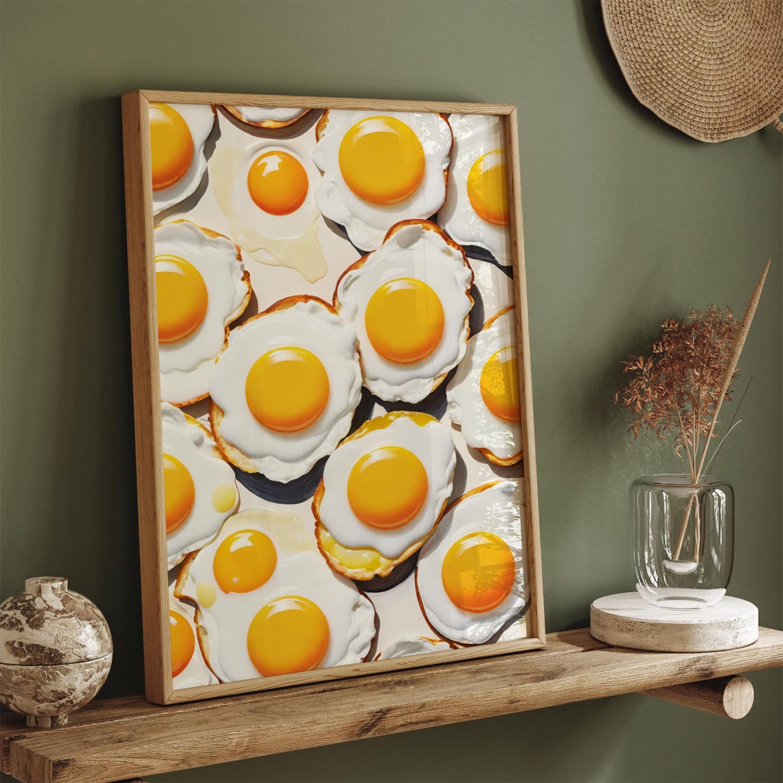 Fried Eggs Pattern Kitchen Photorealistic Food Fun Decorative Poster - Image 2