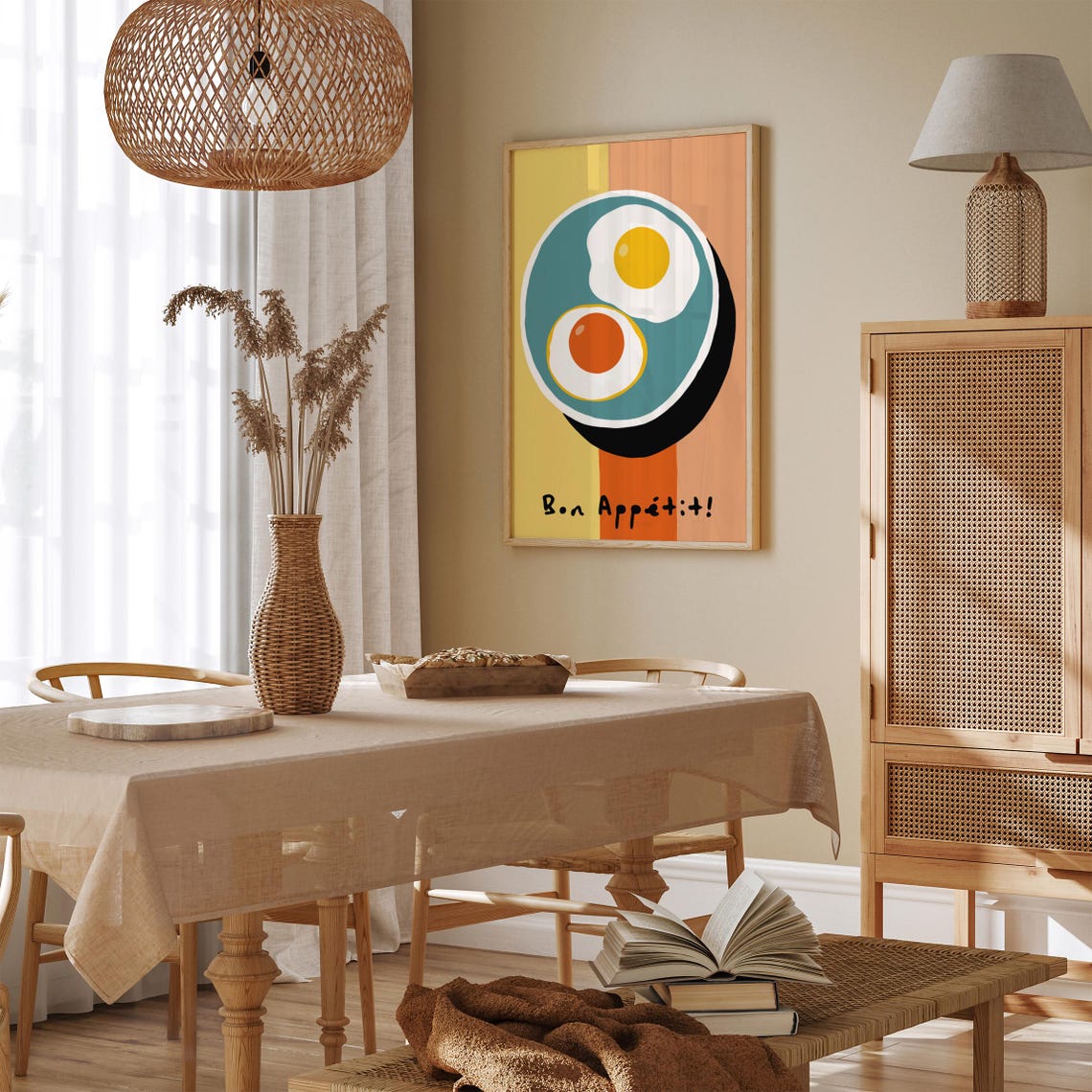 Bon Appétit Fried Eggs Retro Kitchen Breakfast Decor Art Poster - Image 6
