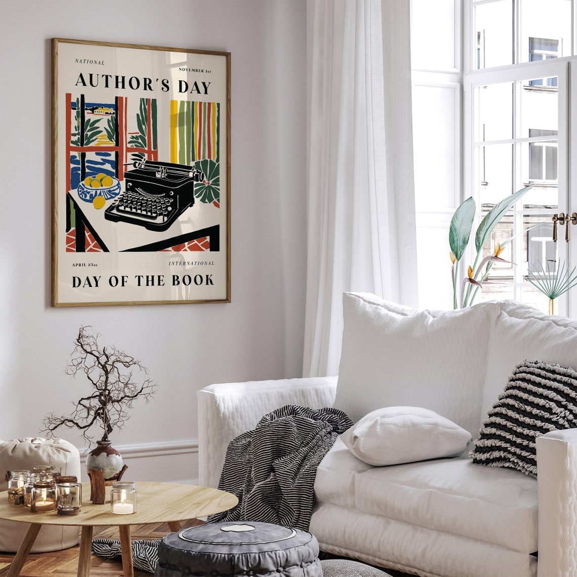 National Author's Day Book Typewriter Seaside Window Edition Poster - Image 2