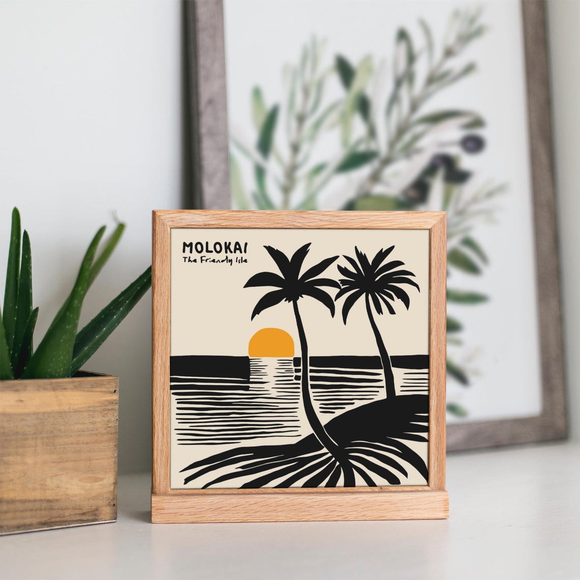 Molokai The Friendly Isle Sunset Palm Beach Square Art Poster - Image 3