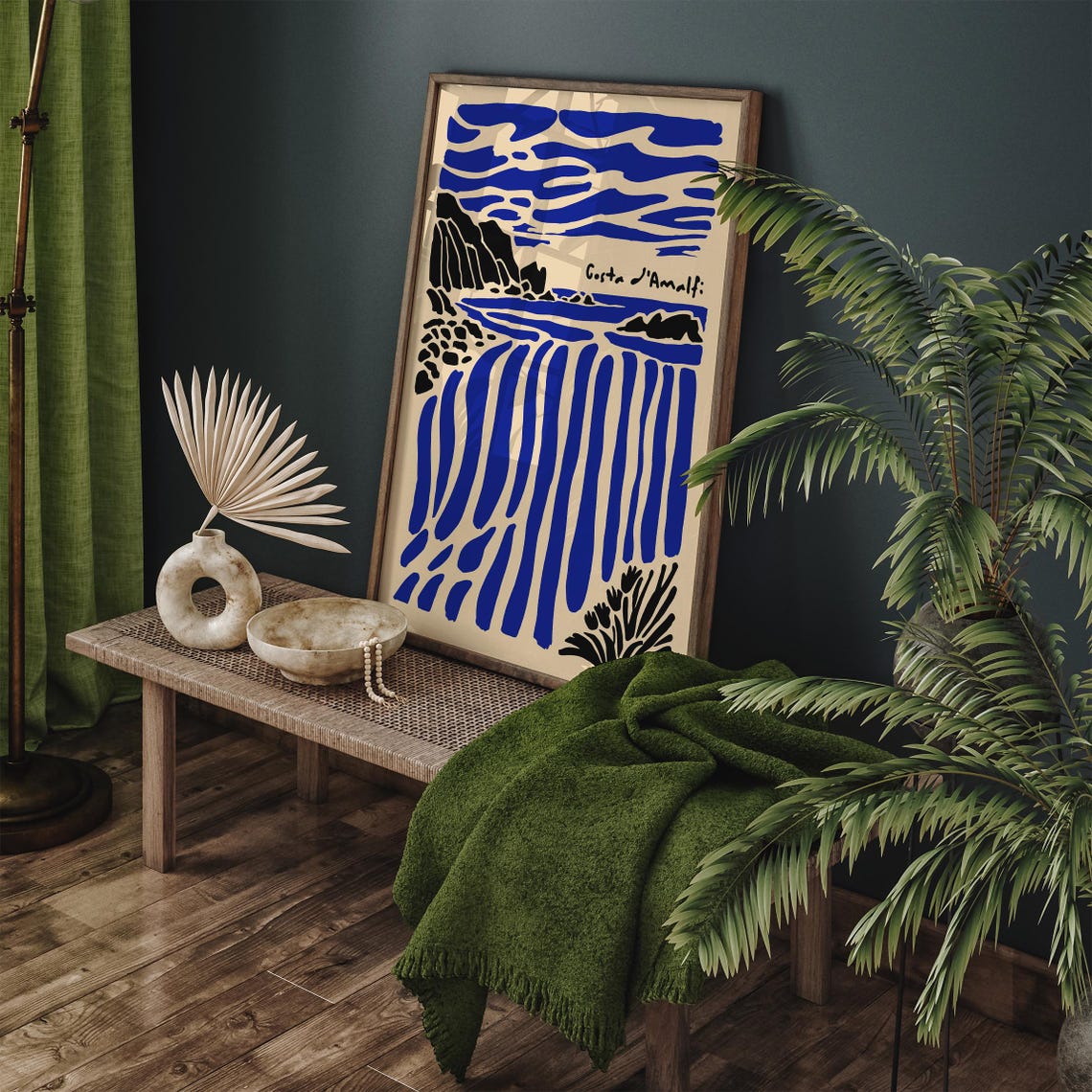 Costa DAmalfi Abstract Blue Wave Italian Coastline Art Poster - Image 4
