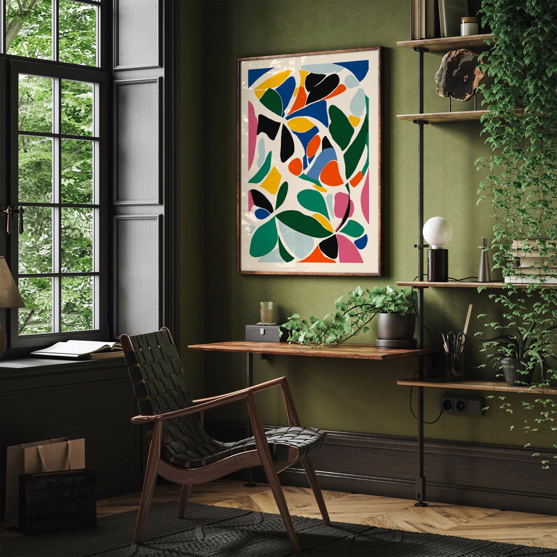 Colorful Abstract Organic Shapes Modern Mid Century Art Poster - Image 3