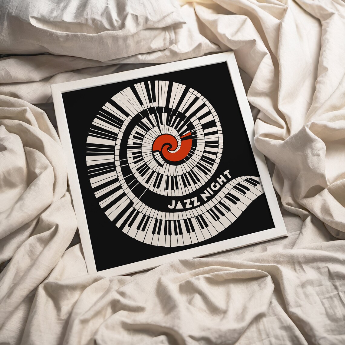 Jazz Night Spiral Piano Keyboard Bold Graphic Music Art Poster - Image 6